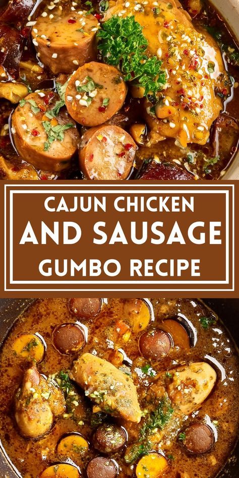 Cajun Chicken And Sausage Gumbo Recipe Cajun Alfredo Recipe, Easy Gumbo Recipe, Instant Pot Gumbo, Chicken And Sausage Gumbo Recipe, Cajun Recipes Easy, Cajun Cooking Recipes, Sausage Gumbo Recipe, Cajun Chicken And Sausage, Easy Gumbo