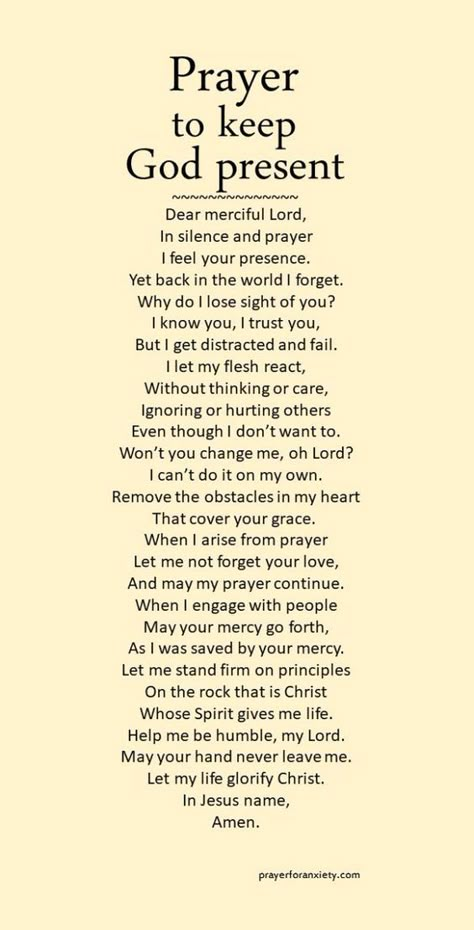 This prayer helps remind you to keep God present. Focus on Christ instead of conflicts. Prayers For Someone In Critical Condition, God Prayers, Prayer For Guidance, Everyday Prayers, Ayat Alkitab, Christian Prayers, Daily Prayers, Good Prayers, Prayer Verses