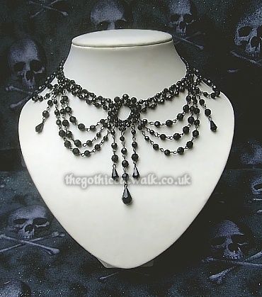 Beaded Victorian Necklace, Gothic Jewelry Diy, Gothic Choker Necklace, Festoon Necklace, Gothic Choker, Blue Choker, Goth Necklace, Gothic Chokers, Angel Wing Earrings