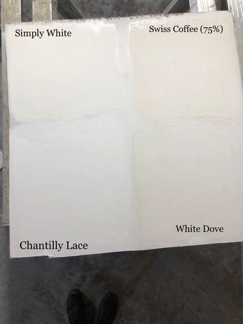 Picking the Perfect White Paint Swiss Coffee Chantilly Lace, Benjamin Moore Swiss Coffee Chantilly Lace, White Dove Swiss Coffee, White Dove Chantilly Lace, Benjamin Moore Paint Colors Swiss Coffee, Alabaster Versus Swiss Coffee, Chantilly Lace And Swiss Coffee, White Dove And Swiss Coffee, Swiss Coffee And White Dove