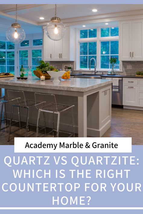 Quartzite Vs Quartz, Quartz Vs Quartzite Countertops, Granite Vs Quartz Countertops, Quartz Vs Granite Countertops, Quartz Vs Granite, Kitchen Counter Design, Academy Design, Quartz Countertop Colors, Quartzite Counters