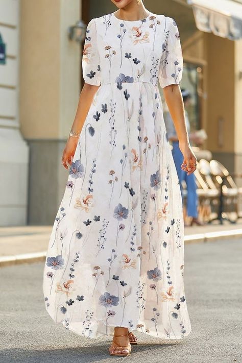 Cheap Spring Chiffon Maxi Dress, Long Casual Dresses Maxi, Chic Cheap Maxi Dress With Floral Print, Feminine Maxi Dress For Women, Cheap Half-sleeve Maxi Dress For Summer, Cheap Elegant Summer Maxi Dress, Summer Afternoon Tea Maxi Dress 6xl, Cheap Spring Maxi Dress For Casual Wear, Chic Cheap Maxi Dress With Short Sleeves