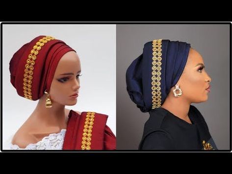 Trending pleated turban cap with double pleated embellished design - YouTube in 2022 | Turban, Turban style, Twist hairstyles Latest Turban Cap Design, Latest Turban Cap Styles, Turban Cap Style, Turban Designs, Turban Headband Tutorial, Diy Turban, Turban Styles, Gele Styles, African Head Scarf