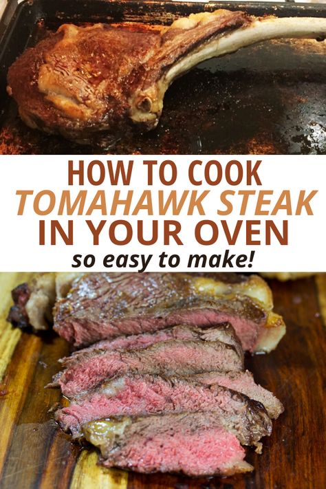 Ribeye Steak Recipe, Keto Whole 30, Tomahawk Steak Recipe, Steak On Stove, Tomahawk Ribeye, Ribeye Steak Recipes, Steak In Oven, Baked Steak, Beef Steaks