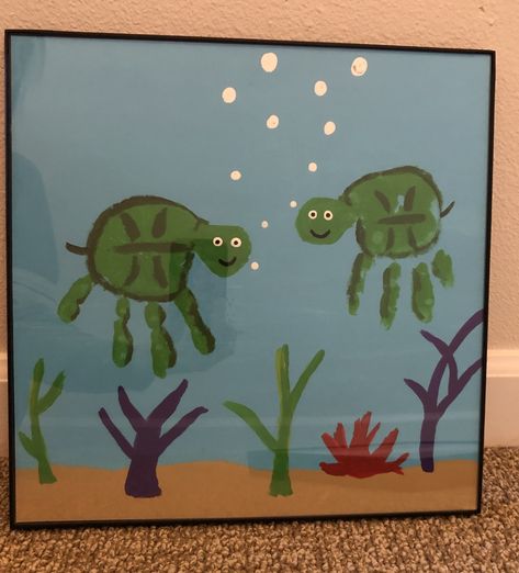 Turtle Handprint Art, Turtle Handprint, Hand Print Crafts For Kids, Hand Print Crafts, Art Crafts For Kids, Sea Turtle Craft, Hand Print Art, Pets Wallpaper, Print Crafts