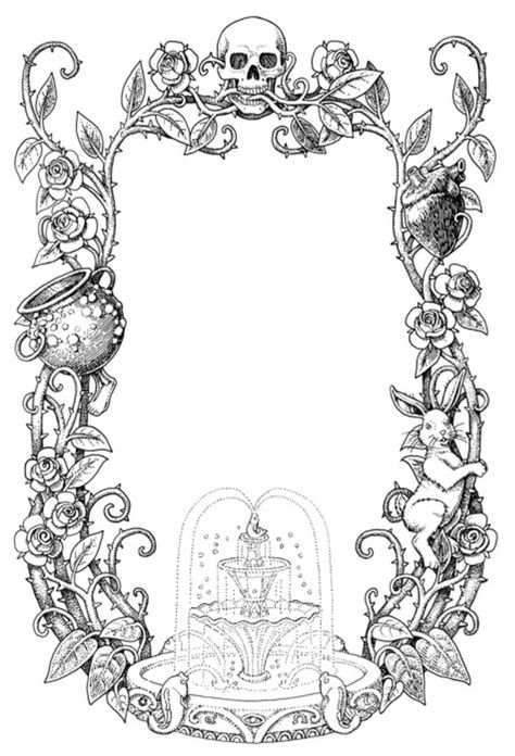 Gothic Borders Design, Fancy Borders Design, Gothic Page Borders, How To Draw Borders, Baroque Frame Drawing, Medieval Border Design, Victorian Frame Drawing, Gothic Border, Medieval Border