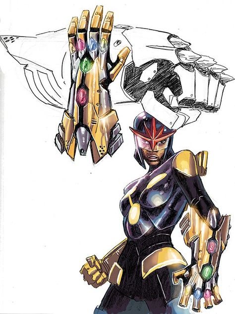 Nova infinity gauntlet Gauntlet Concept Art, Nova Marvel, Marvel Nova, Character Accessories, Robot Designs, Marvel Multiverse, Marvel Concept Art, Black Superheroes, Superhero Designs