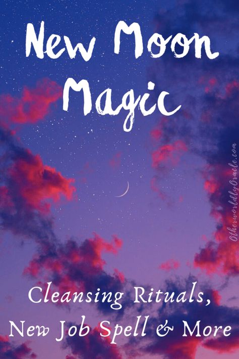 New Moon Magic: Cleansing Rituals, A New Job Spell and More! New Moon Money Ritual, New Moon Job Spell, New Moon Water Ritual, New Moon Cleansing, Herbs For New Moon, New Moon Money Spell, Aquarius Mom, New Job Spell, Healing Spells With Moon Water