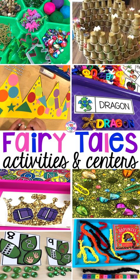 Fairy Tales Activities, Fairy Tale Math, Fairy Tales Preschool Activities, Fairy Tale Stem, Fairytale Lessons, Fairy Tales Preschool, Centers Kindergarten, Pocket Of Preschool, Fairy Tale Activities