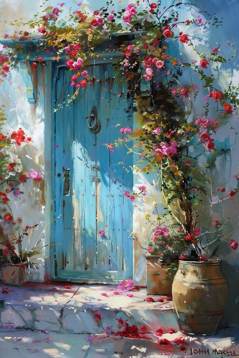 Door With Flowers, Garden Oil Painting, Paint By Number For Adults, Fancy Furniture, Flowers Wall Decor, Heartwarming Photos, Flower Painting Canvas, Pet Photos, Flower Art Images