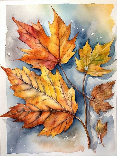 Food Art Painting, Fall Clip Art, Autumn Leaves Art, Abstract Watercolor Landscape, Ice Art, Autumn Paper, Latest Series, Fall Watercolor, Fall Theme