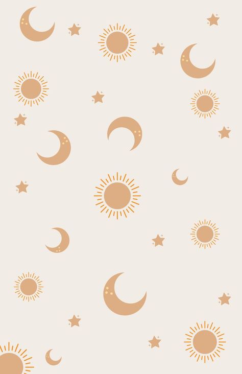 Boho Sun And Moon Wallpaper, Preppy Moon Wallpaper, Boho Cute Wallpaper, Sun And Moon Homescreen, Boho Moon Wallpaper, Boho Homescreen Wallpaper, Boho Simple Wallpaper, Aesthetic Phone Wallpaper Boho, Boho Wallpapers Aesthetic