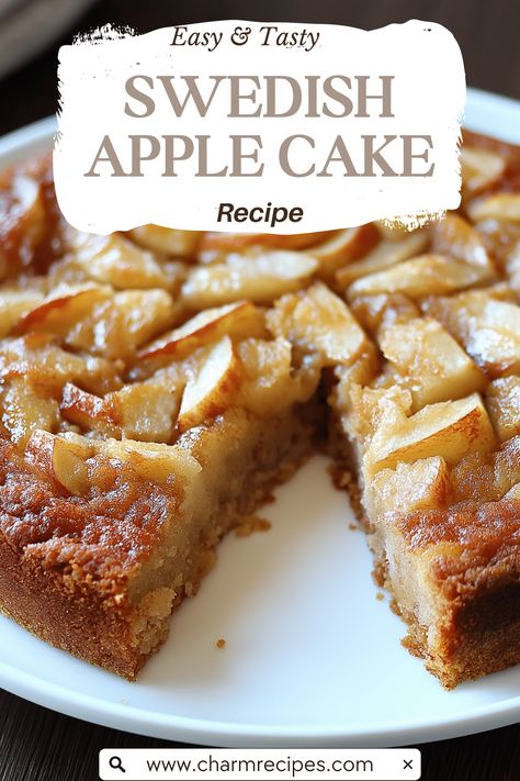 Baking a Delicious Swedish Apple Cake Baked Apple Cake, French Apple Cake With Almonds, Recipes For Lots Of Apples, Grandmas Apple Cake Recipe, Cakes With Apples, Apple Cake Dessert, Sliced Apple Cake, Apple Cake For Two, Christmas Apple Recipes