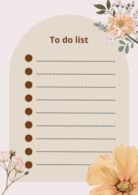 printable fleural design To  do list Do To List, List Ideas, To Do List, Bullet Journal, Quick Saves, Design