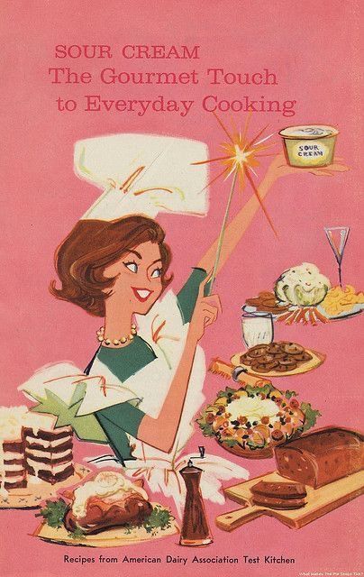 Dairy Illustration, Mid Century Cartoon, Mid Century Graphic Design, Cookbook Illustration, Baby Powder Uses, Quick Baking, Retro Housewife, Nostalgic Images, Dollar Store Organizing