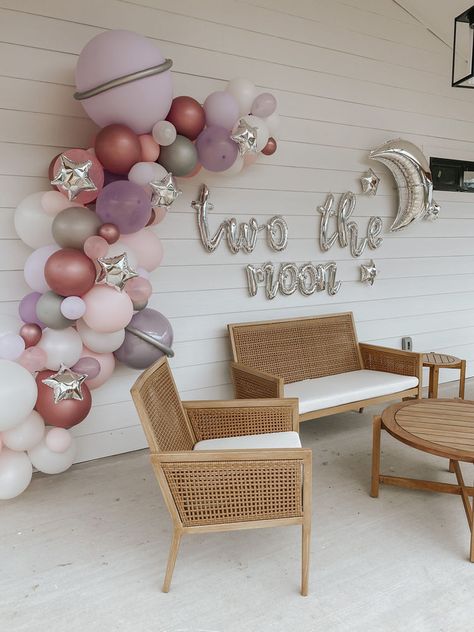 2nd Birthday Party For Girl, Girls Birthday Party Themes, Baby Birthday Themes, Second Birthday Ideas, Moon Party, Space Birthday Party, 2nd Birthday Party Themes, Kids Birthday Themes, Girl Birthday Themes