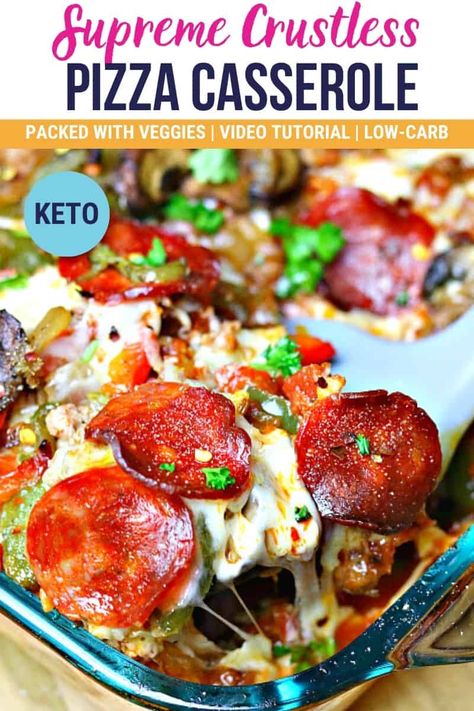 Crustless Pizza Casserole, Keto Crustless Pizza, Keto Pizza Casserole, Crustless Pizza, Sunday Food, Low Sugar Diet Recipes, Keto Lunches, Dinner Recipes Healthy Low Carb, Keto Casseroles