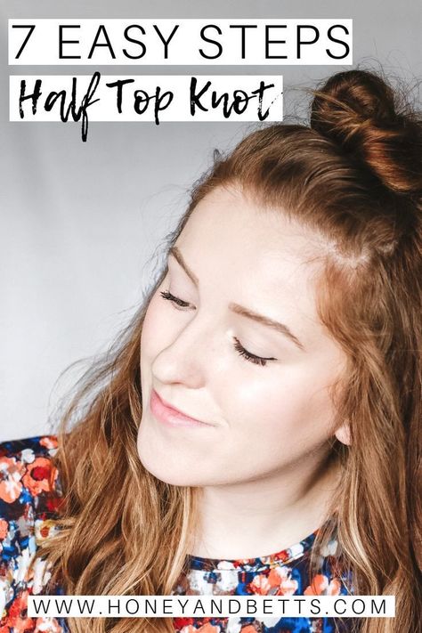 How to do a top knot? Hannah, from the popular Canadian beauty blog Honey & Betts, shares how she create the half up and half down look with long hair. From the best dry shampoo, to placing the bun on top of your head just right, and the variation between a high bun and a low bun. Check it out! #topknot #hairstyles @honeyandbetts Hair Knot Tutorial, Top Knot Tutorial, Half Top Knot, Half Up Bun, Best Dry Shampoo, Top Knot Bun, Half Top, Knot Bun, Knot Hair