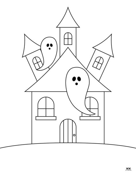 Printable-Haunted-House-Coloring-Page-5 Hunted House Drawings Easy, Spooky House Drawing Easy, Haunted House Coloring, Haunted House Doodle, Halloween Haunted House Drawing, Haunted House Craft Preschool, How To Draw A Haunted House, Halloween House Drawing, Haunted House Drawing Easy