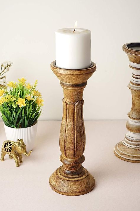 Vintage Wooden Candle Holders, Wooden Candle Stand, Unique Photo Frames, Home Decor India, Candle Lighting, Candle Stands, Dramatic Style, Wooden Candle, Wooden Candle Holders