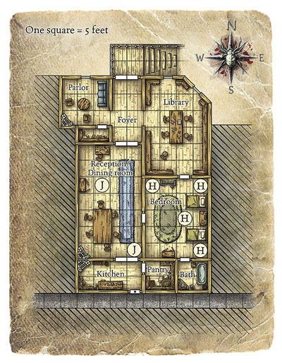 Dnd Townhouse Map, D&d Mansion Map, Dnd Mining Town Map, Warehouse Battlemap D&d, D&d Tavern Map, Pathfinder Maps, Building Map, Adventure Map, Pathfinder Rpg