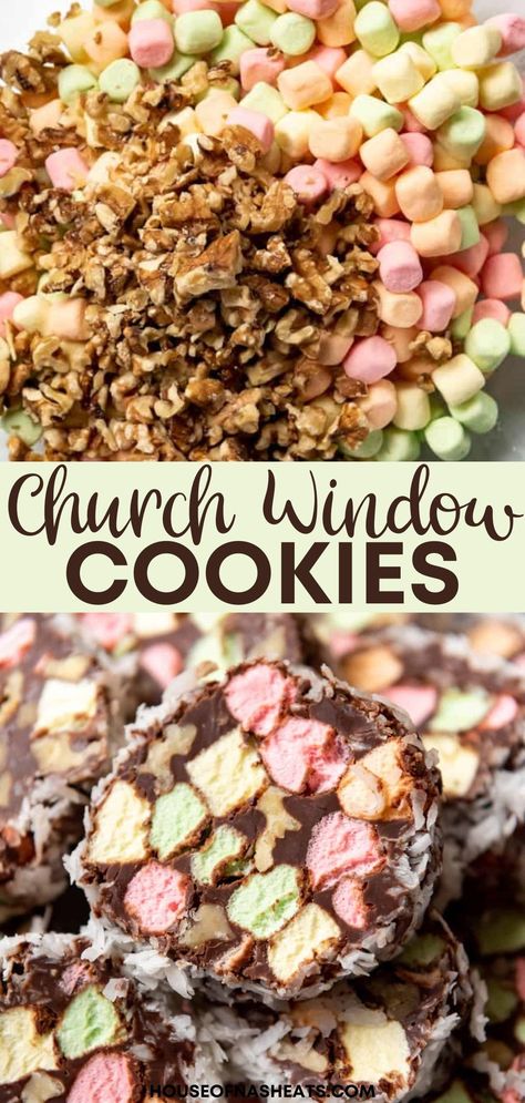 Church Window Cookies not only taste heavenly but they also look like little pieces of art, like the vibrant stained glass windows of a cathedral! With only 5 ingredients, these no-bake classic American cookies are one of our favorite things to make during the holidays. | stained glass church window cookies | Christmas church window cookies | church window cookies recipes Cathedral Cookies, Window Cookies, Stained Glass Cookies, Cookie House, Most Popular Recipes, Eat Dessert, Easy Cooking, Stick Of Butter, Chocolate Desserts