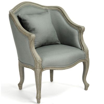 Dusty Blue Club Chair French Accent Chairs, Hand Carved Furniture, Carved Chairs, Country Furniture, Curved Back, Club Chair, French Country Decorating, Shabby Chic Furniture, Chic Home