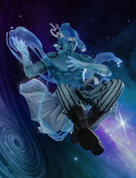 Water God Male, Water Elemental Male, Demi God Character Design, Water Genasi Male, Water Genasi, Dnd Wizard, Beautiful Dark Art, Fantasy Warrior, Fantasy Rpg