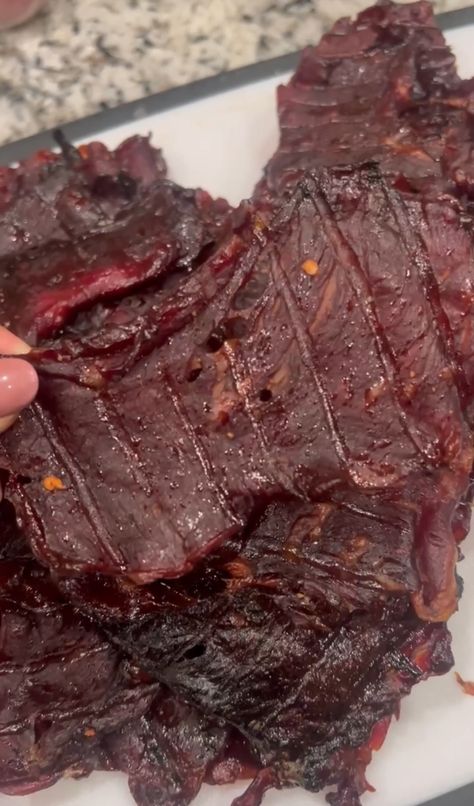 Smoked Jerky Smoked Beef Jerky Recipe Smokers, Beef Jerky On Smoker, Smoked Beef Jerky Recipe, Smoked Jerky Recipes, Smoker Jerky Recipes, Jerkey Recipes, Smoked Jerky, Smoked Beef Jerky, Beef Jerky Recipe