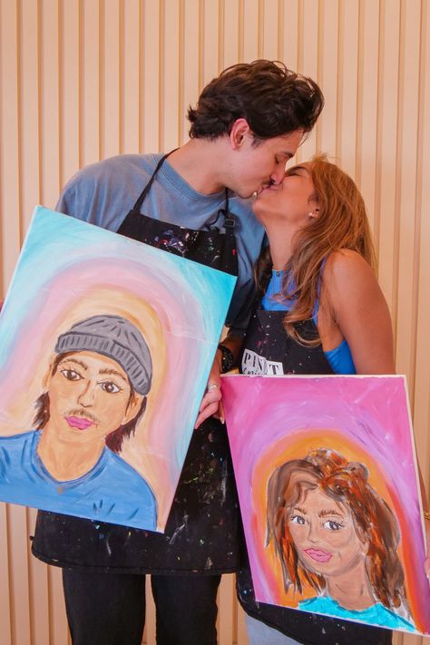 paint your partner date night Painting Idea For Couples, Painting Each Other Date, Paint Your Partner Party, Paint Your Spouse Night, Couple Sip And Paint, Paint Your Partner Date Night, Paint Each Other Date, Couple Painting Date Ideas, Couples Painting Date