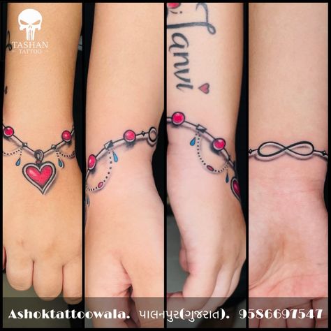 TashanTattoo
AshokTattooWala
S.20. Tirupati plaza
Opp. New bus stand
Near gd modi collage
Palanpur (gujrat)
9586697547
9687533310 Infinity Bracelet Tattoo, Allergy Tattoo, Bracelet Tattoos With Names, Braclet Tattoo, Tattoos Pulseras, Bracelet Tatoo, Silhouettes Disney, Charm Bracelet Tattoo, Hook Tattoo