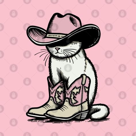 Check out this awesome 'Puss+and+Boots+Kitty' design on @TeePublic! Cat In Boots Drawing, Cowboy Cat Drawing, Farewell Painting, Boots Inktober, Boots Tattoo, Cat In Boots, Boots Illustration, Goth Tattoos, Backpack Drawing