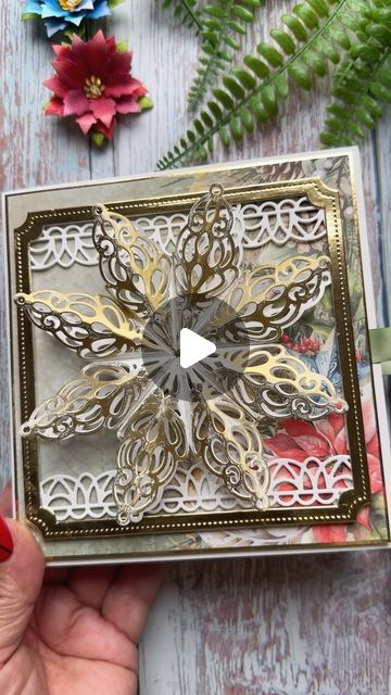 Rajni Chawla on Instagram: "With delicate hands and hearts aglow, we adorn this box with love, a testament to the magic of Christmas and the warmth it brings to our souls.  Designed for Elizabeth Craft Designs using Joyous Christmas Collection. Here is the complete list of supplies used:   2157 Joyous Ornament-Star 1  2155 Joyous Ornament -Round  2152 Lace Flowers  2153 Holly Greenery  2151 Florals 29  CS358 Joyous Christmas Stamp Set  SKU 1698 Stitched Indented Square   ❤️ Save the video for future inspiration   ❤️ Leave me some comment love if you got inspired to create one for your loved ones.   # ChristmasMagic  #handmadejoy #christmasgifts #handmadewithlove #handmadelove #papercrafting #papercrafts #christmastime #happy-holidays #elizabethcraftdesigns #handmadeflowers #diypaperflowers Rajni Chawla, Delicate Hands, Future Inspiration, Elizabeth Craft Designs, Elizabeth Craft, The Magic Of Christmas, Craft Design, Magic Of Christmas, Christmas Stamps