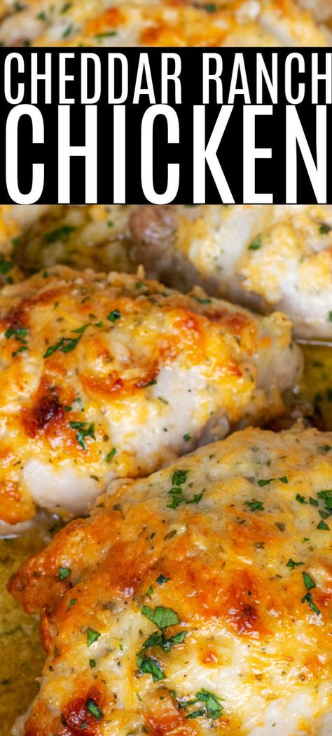 Cheddar Ranch Chicken, Ranch Chicken Recipes, Baked Chicken Recipes Easy, Thighs Recipe, Easy Baked Chicken, Resep Diet, Chicken Thigh Recipes Baked, Recetas Keto, Dinner Easy