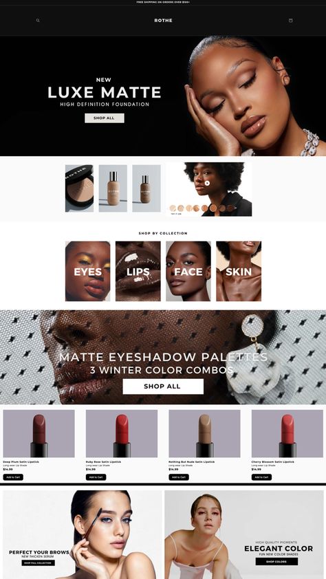 Cosmetic Website Design Lipstick Website Design, Beauty Brand Website Design, Makeup Banner Design Ideas, Cosmetic Website Design Layout, Makeup Web Design, Makeup Website Design Inspiration, Lipgloss Website Design, Lash Website Design, Makeup Marketing Ideas