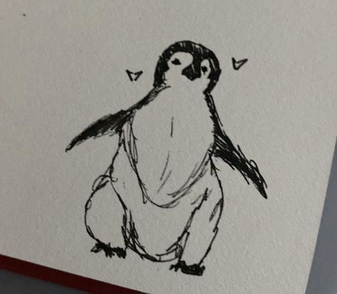 Penguin Drawing Sketch, Penguin Aesthetic Drawing, Penguin Drawing Realistic, Apprenticeship Portfolio, Roblox Speed Draw, Cute Penguin Drawing, Drawings For Friends, Penguin Drawing Easy, Penguin Doodle