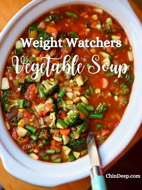 Ww Vegetable Soup Recipes, Weight Watcher Soups Recipes, Low Calorie Vegetable Soup Recipes, Ww Chicken Vegetable Soup, Low Calorie Veggie Soup, Weight Watchers Vegetable Soup Recipe, Weight Watchers Soup Recipes Crock Pots, Low Calorie Crock Pot Soup, Weight Watchers Vegan Recipes