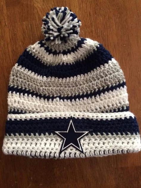 Crochet Cowboys Beanie, Dallas Cowboys Crochet Hat, Crochet Dallas Cowboys Hat, Crochet Team Hat, Dallas Cowboy Crochet, Dallas Cowboys Crochet, Cowboys Crochet, Crochet Packaging, Mens Crochet Beanie