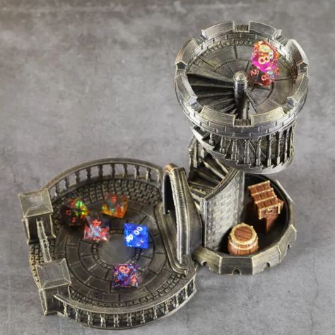 Dnd Dice Tower, Tower Castle, Dice Roller, Adventure Watches, Dnd Accessories, Cube Unit, Dice Tower, Castle Tower, Dragon Rpg