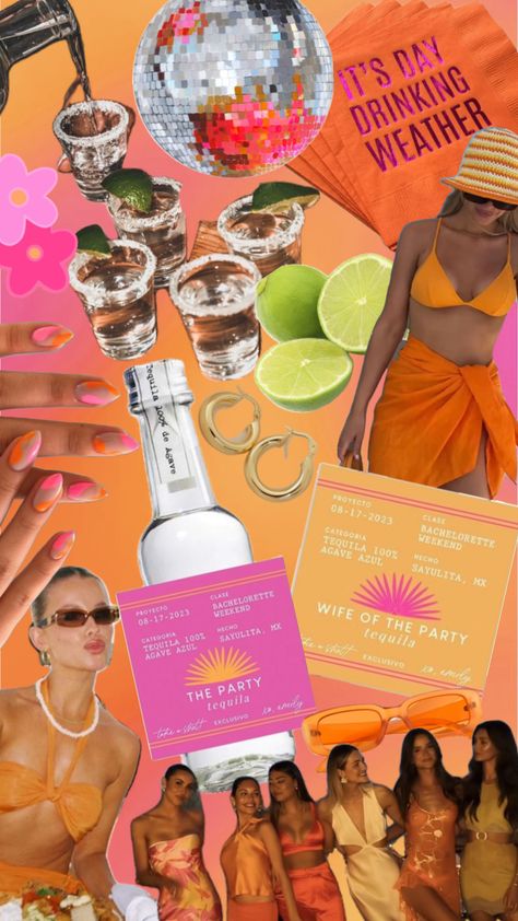 #sunsetbachelorette #bacheloretteparty #vibes #tequila Pink Tequila, Summer Bachelorette Party, Mexico Bachelorette, Bachelorette Inspo, Sunset Party, Tropical Bachelorette, Palm Springs Bachelorette, 25th Birthday Parties, Bachelorette Party Weekend