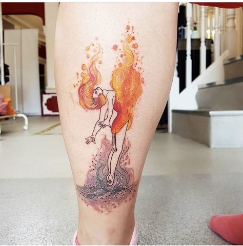 Blue Flame Tattoo, Phoenix Feather Tattoos, Fire Tattoos, Phoenix Tattoo Ideas, Sister Tat, Our Mindful Life, Red Dragon Tattoo, Forever Tattoo, Poppy Tattoo