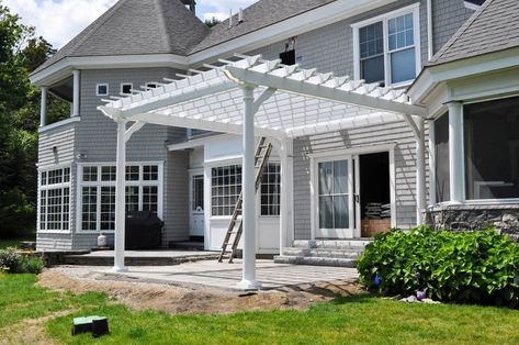 Customized Vinyl Pergolas | Cozy Retreat Vinyl Pergolas MA NH Vinyl Pergola, Lattice Wall, Shed Sizes, Covered Patios, Backyard Landscape, Outdoor Sheds, Western Red Cedar, Red Cedar, Get Directions