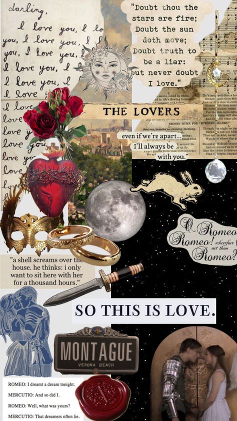 Romeo And Juliet 1996 Party, Romeo And Juliet Themed Wedding, Romeo And Juliet Moodboard, Romeo And Juliet Poster Ideas, Romeo And Juliet Collage, Romeo And Juliet Scrapbook, Romeo And Juliet Wedding Theme, Romeo And Juliet Background, Romeo And Juliet Project Ideas