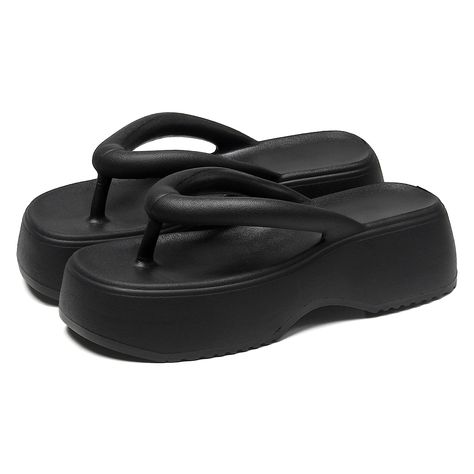 PRICES MAY VARY. Material: Women's platform flip flops are made of lightweight EVA material. Waterproof and elastic, easy to clean and quick dry. The durable, non-slip outsole provides excellent traction for everyday wear and is very comfortable to wear. Features: Wedge flip flops for women adopt about 1.96 inches thick sole, which makes you taller and more wear-resistant. Thick EVA sole provides cushioning and slip resistance. It gives you lightweight, breathable, cushioned comfort to walk comf Heeled Flip Flops, Casual Wedges, Platform Flip Flops, Wedges Sandals, Wedge Flip Flops, Pharmacy Gifts, Arch Support, Platform Sandals, Wedge Sandals