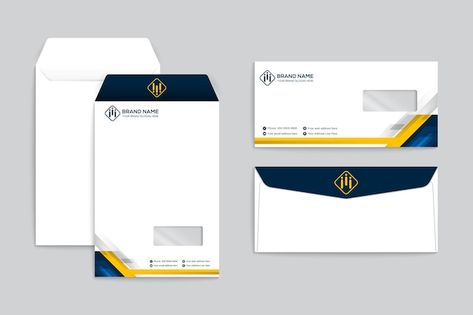 Vector modern business envelope design | Premium Vector #Freepik #vector #letter-envelope #a4-envelope #envelope #envelope-template Modern Envelope Design, Simple Envelope Design, Envelope Cover Design, A4 Envelope Design, Corporate Envelope Design, Creative Envelope Design, Business Envelope Design, Envelope Design Inspiration, Modern Letterhead Design