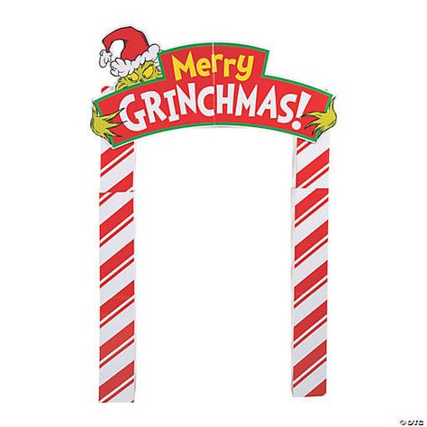 The Grinch Decorations Outdoor, Welcome To Whoville Arch, Whoville Archway, Grinch Office Christmas Decorations, Whoville Entrance, The Grinch Hallway Decorations School, Outdoor Christmas Decorations Theme, Grinch Archway, Grinch Whoville Decorations