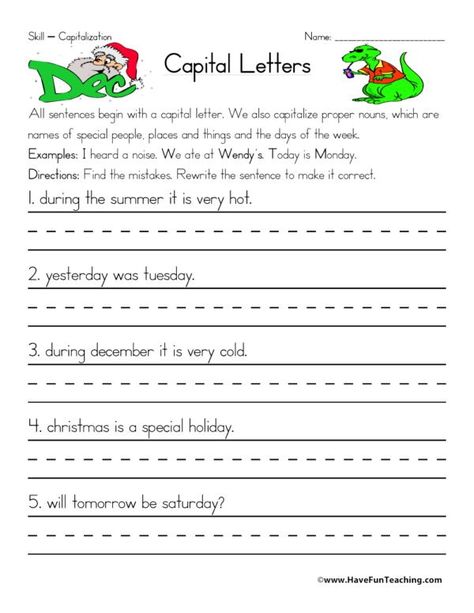 Proper Nouns - Have Fun Teaching Common Nouns Worksheet, Capitalization Worksheets, Capital Letters Worksheet, Proper Nouns Worksheet, Map Skills Worksheets, Punctuation Worksheets, Today Is Monday, Sequencing Worksheets, Nouns Worksheet