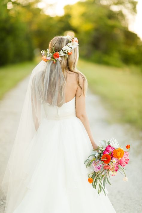 Wedding Floral Crown With Veil, Flower Crown Wedding Veil, Rustic Glam Wedding, Wedding Hair Half, Wedding Color Combos, Veil Hairstyles, Flower Crown Wedding, White Corset, Wedding Hair Down