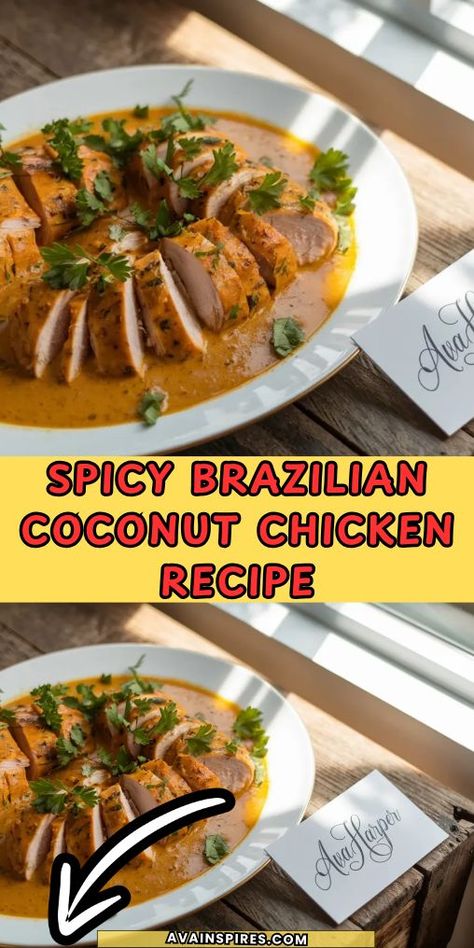 Spicy Brazilian Coconut Chicken Southwest White Chicken Chili, Brazilian Coconut Chicken, Things To Make With Chicken, Chicken Marry Me, Beginner Meals, Coconut Chicken Recipe, Brazilian Chicken, Coconut Milk Sauce, Milk Chicken