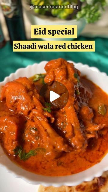 Maseera Fatima on Instagram: "• SHAADI WALA RED CHICKEN • ❤️‍🔥 It’s is a popular dish served at weddings in India..  . It’s usually cooked slowly to allow the flavors to meld together beautifully. The end result is a delicious and aromatic chicken curry that’s perfect for special occasions like  eid dawats , weddings. ✨❤️ .  Follow @maseerasfoodblog for more easy recipes 💞 . #maseerasfoodblog #shaadiwalaredchicken #redchicken #chickenrecipes #chickencurry #viral #viralreels #explorepage #explore #bhfyp #instagood #instadaily #easyrecipeideas #eidrecipes #recipeoftheday #hyderabad #eidspecial😍" Hyderabad Chicken Curry, Eid Special Dishes Recipe, Red Chicken Curry, Red Curry Chicken, Eid Food, Red Chicken, Special Occasion Food, Curry Recipes Indian, Tasty Recipes Videos